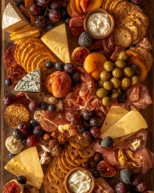 Grazing table with charcuterie and cheese